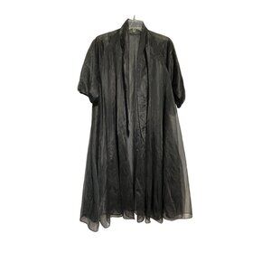 Vanity Fair Women's Short Sleeve See-through Open Dress Coverup Black Size 32